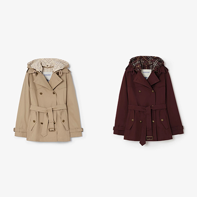 burberry foxfield detachable hood short gabardine trench coat